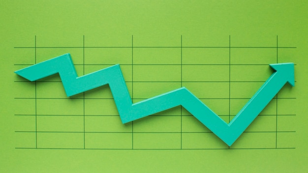 Free photo top view of statistics presentation with arrow