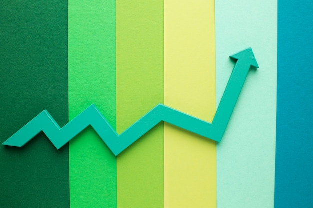 Free Photo top view of statistics presentation with arrow