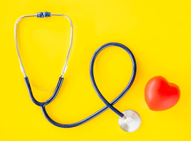 Top view of stethoscope with heart shape