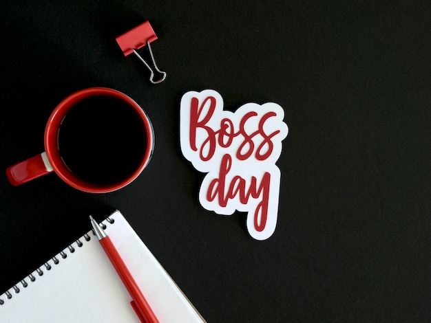 Top view sticker with boss day concept