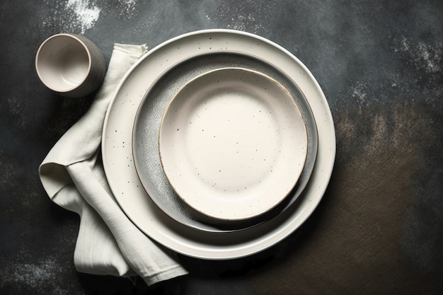 Free photo top view of table arrangement with empty dishes and tableware