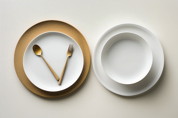 Free photo top view of table arrangement with empty dishes and tableware