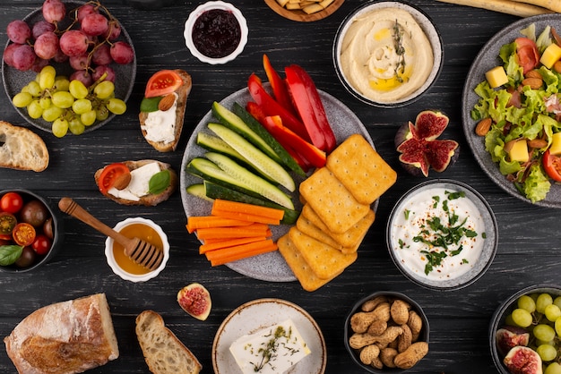 Free Photo top view table full of delicious food assortment