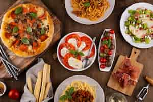 Free photo top view table full of delicious food assortment