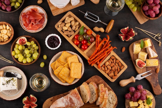 Free Photo top view table full of delicious food