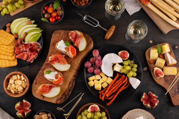 Top view table full of delicious food