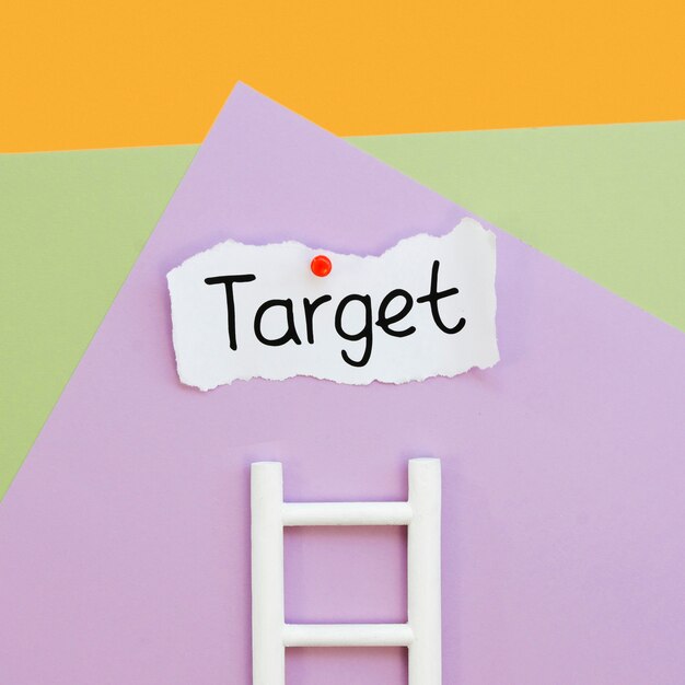 Top view of target on paper with ladder