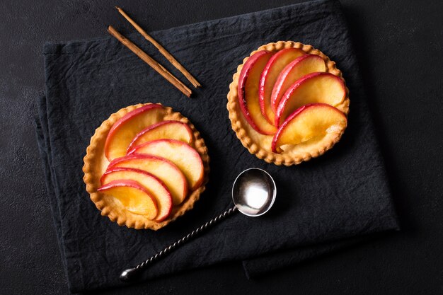 Top view tasty apple dessert ready to be served