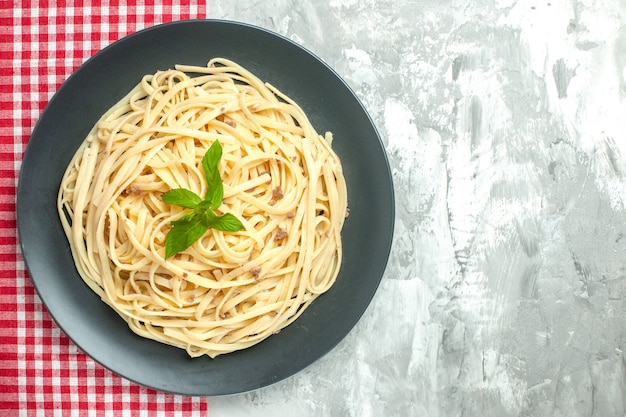 Top view tasty italian pasta on white background