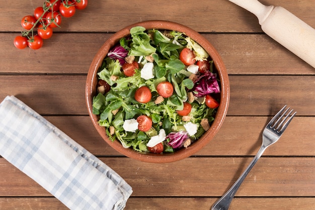 Top view of tasty salad