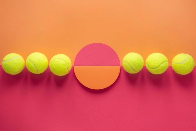 Top view of tennis balls with round shape