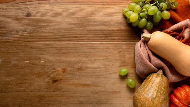 Top view thanksgiving food border composition with copy space