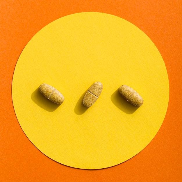 Top view of three pills