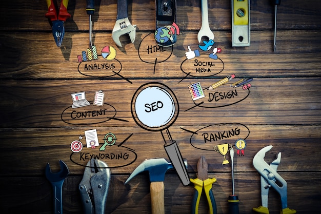 Top view of tools for marketing