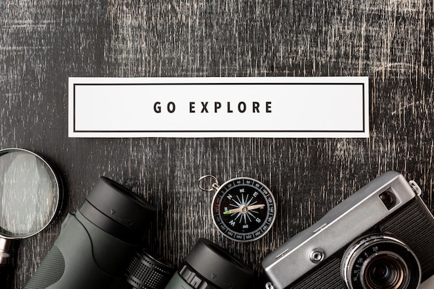 Free photo top view travel kit elements with mock-up