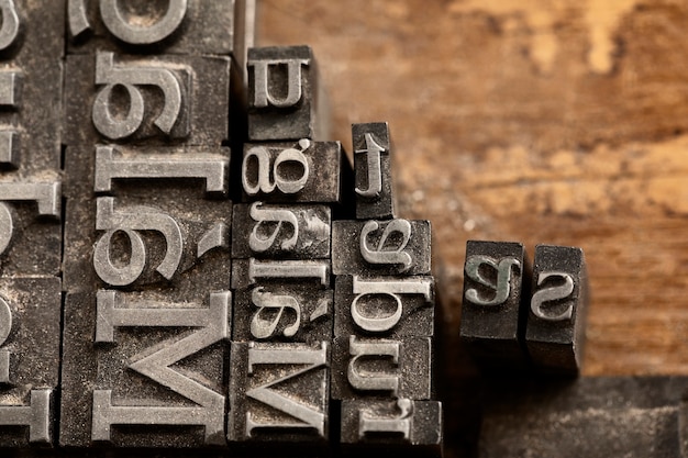 Top view over typesetting parts