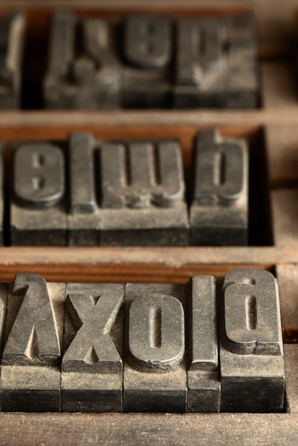 Top view over typesetting parts