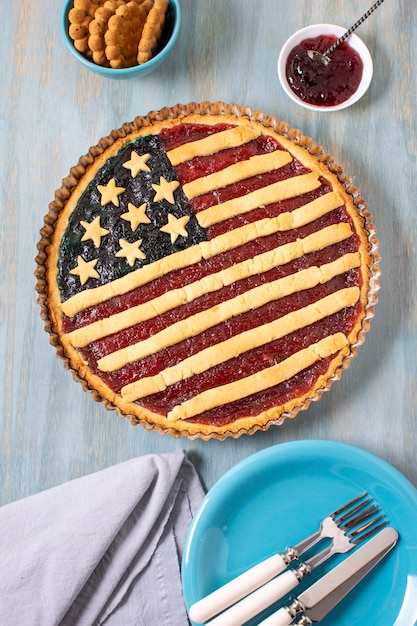 Free Photo top view usa flag pie