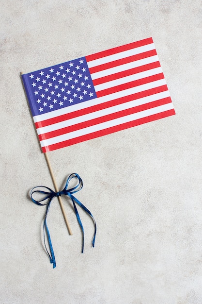 Free Photo top view usa flag with ribbon