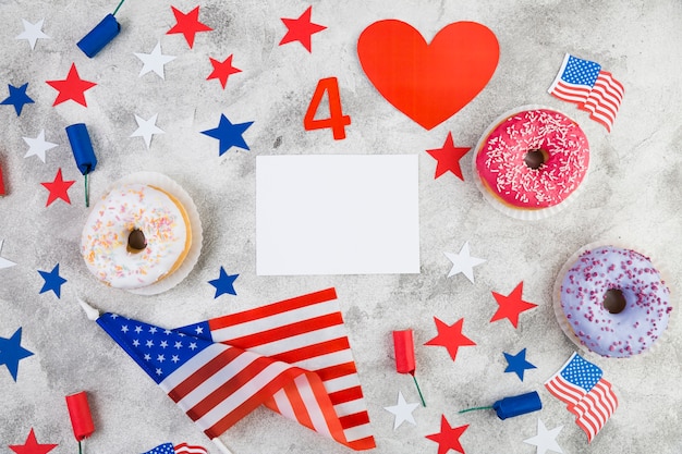 Top view of USA Independence Day decorations