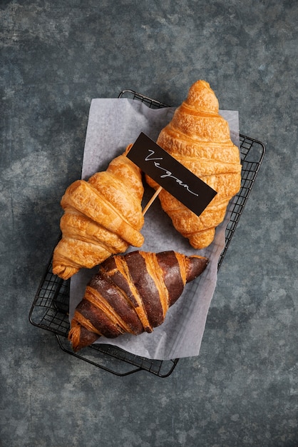 Top view vegan baked products arrangement