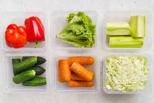 Free photo top view of vegetables arrangement