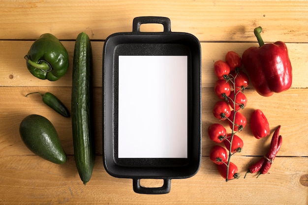 Top view vegetables with copy space