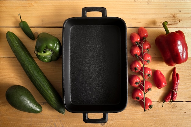 Top view vegetables with copy space