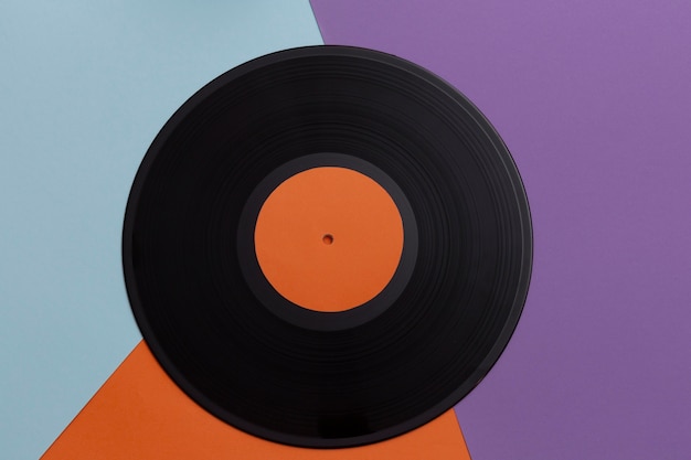 Top view vinyl record arrangement