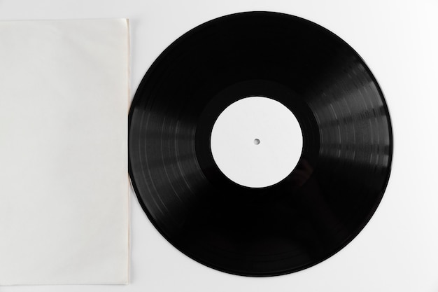 Free photo top view vinyl record arrangement