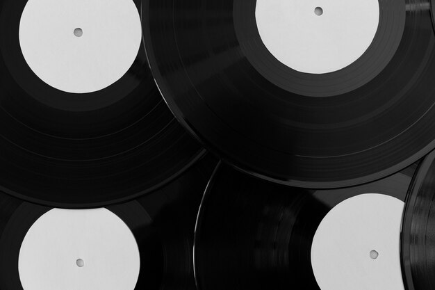 Top view vinyl record arrangement