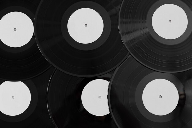 Top view vinyl record arrangement