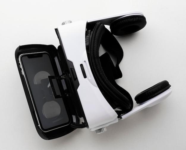 Free photo top view virtual reality headset