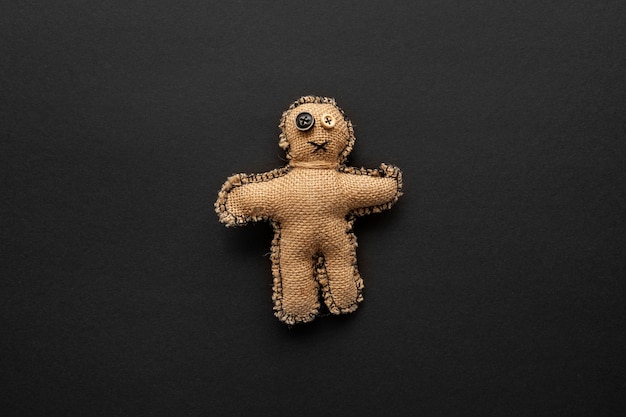 Free Photo top view voodoo doll on dark background