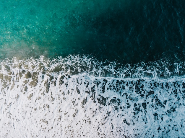 Top view of water close to beach