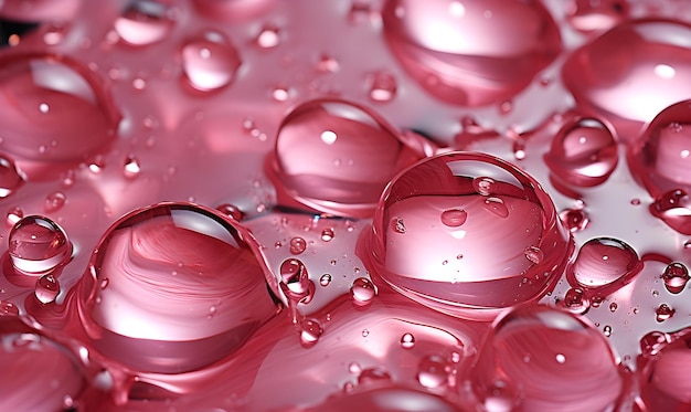 top view of water effect on a pink shiny surface