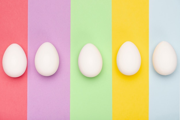 Top view white eggs on table