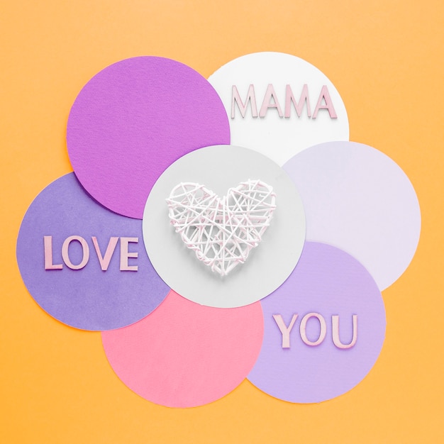 Free photo top view white heart for mother's day