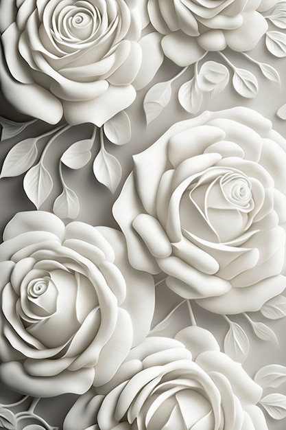 Top view white roses background