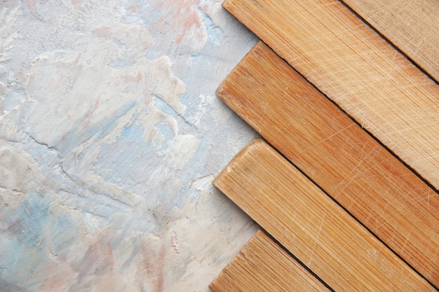 Free photo top view wood planks on nude background