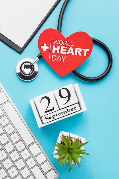 Free Photo top view world heart day concept