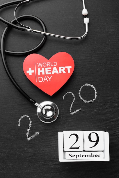 Top view world heart day with stethoscope