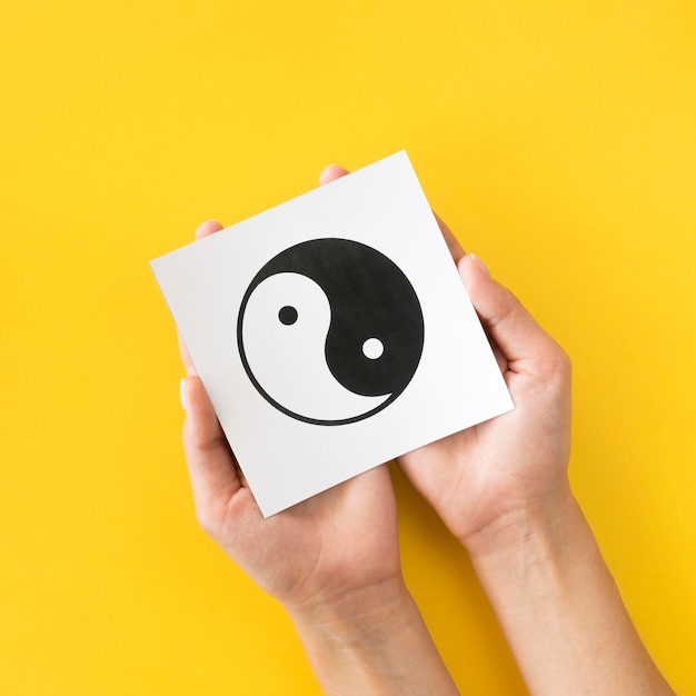 Free photo top view of ying and yang symbol