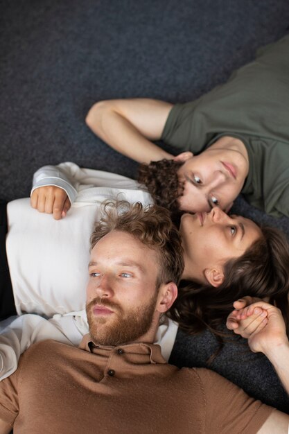 Top view young people polyamory relationship