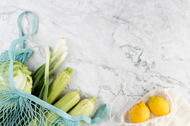 Top view of zero waste groceries concept