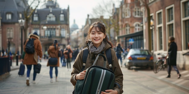 Free Photo tourist carrying baggage