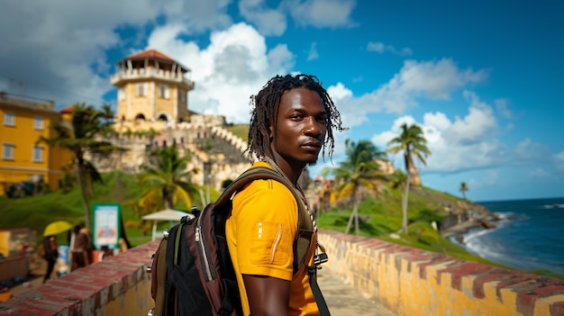 Free Photo tourist carrying baggage