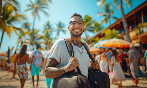 Tourist carrying luggage