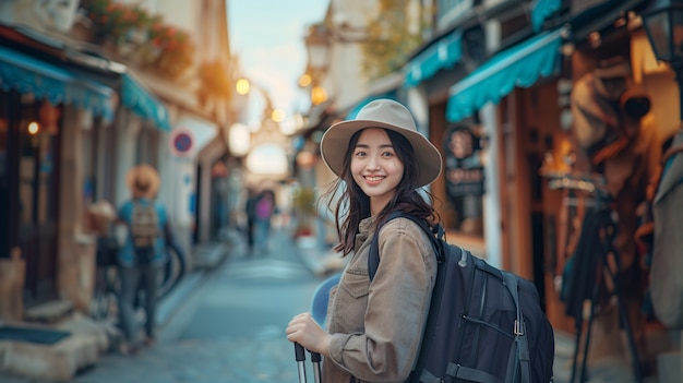 Tourist carrying luggage