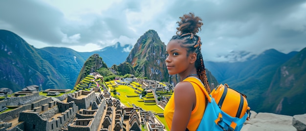 Free photo tourist carrying luggage